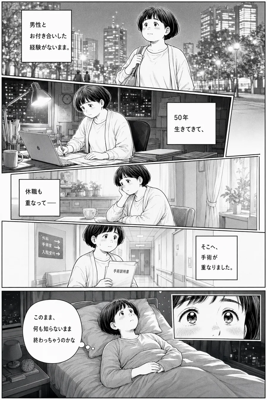 50年生きてきて、男性とお付き合いした経験がないまま。手術と休職が重なった女性の物語（実話漫画）